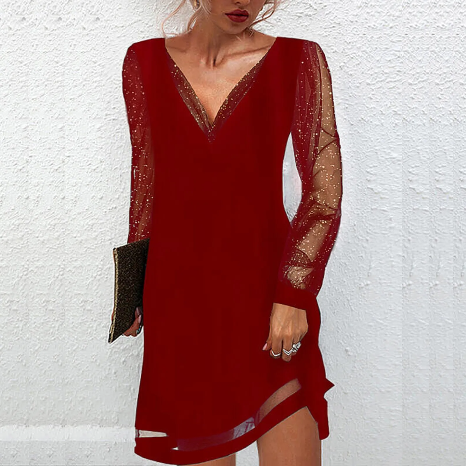 Kipling - Elegant V-Neck Sequins Midi Dress