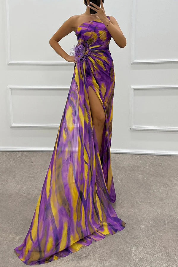 Eva - Trendy Skew Collar One Shoulder Party Dress