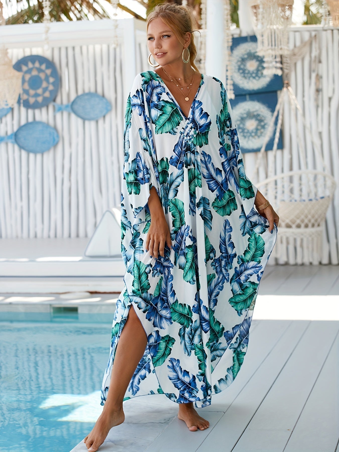 Mia - Casual V-Neck Side Split Summer Beach Dress
