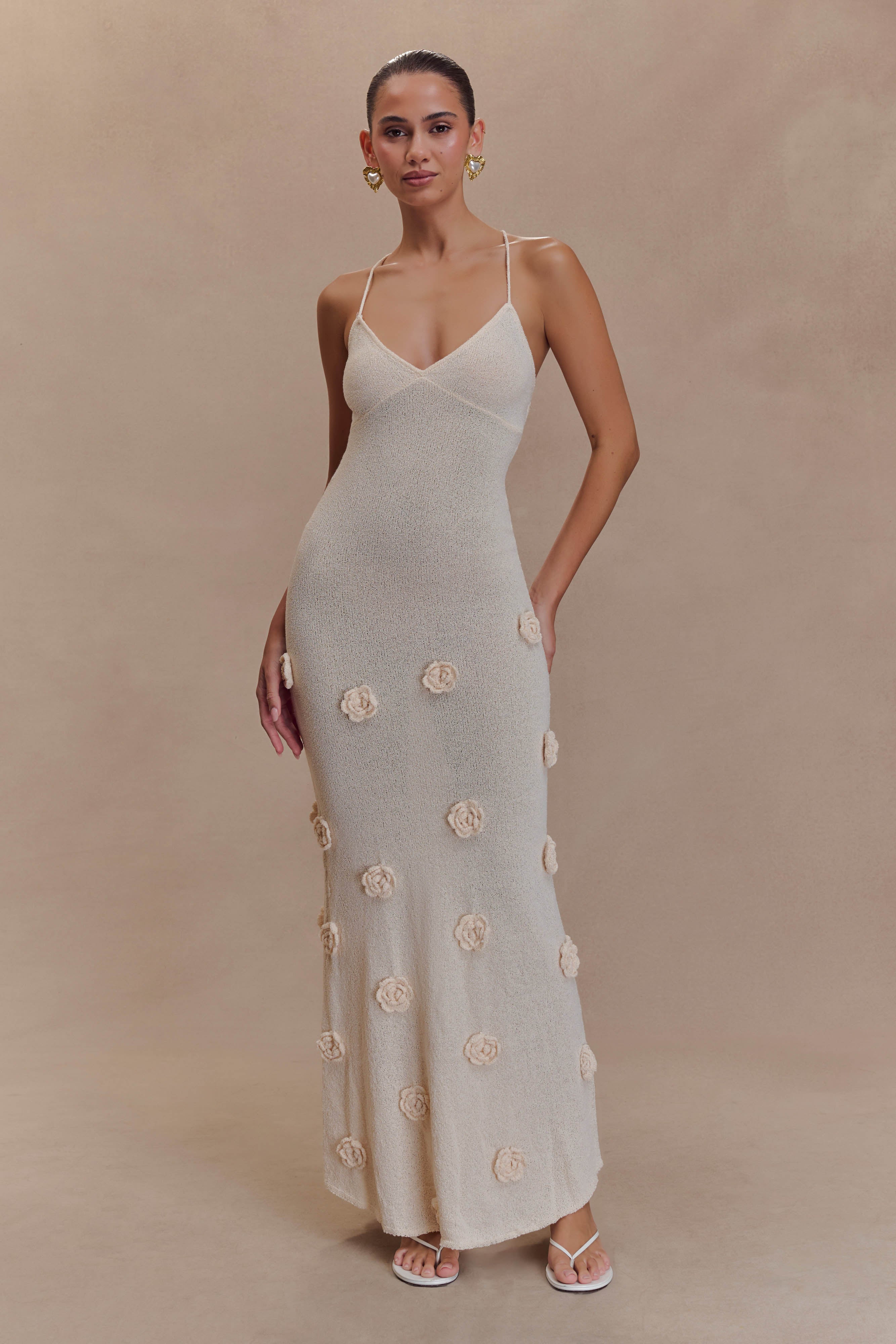 Maxi Dress Flowers - Nude