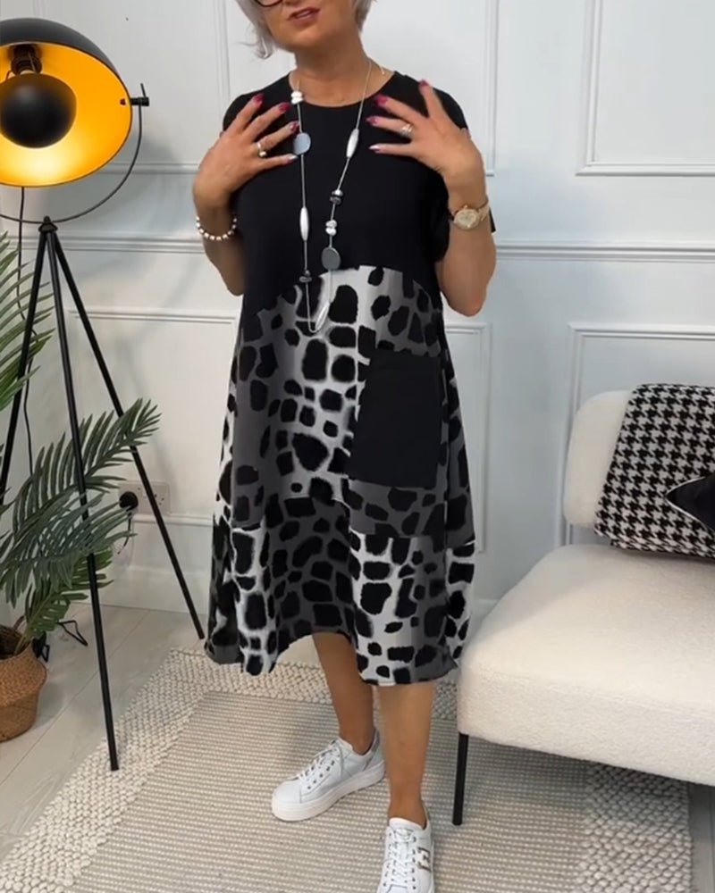 Jasetta - Fashionable Round Neck Printed Dress