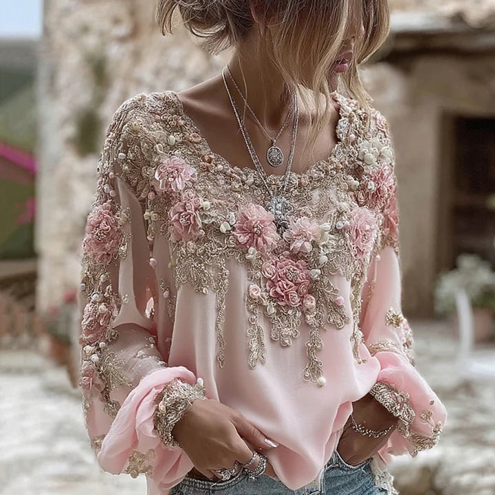 Solene | Comfortable Neck Long Sleeve Linen