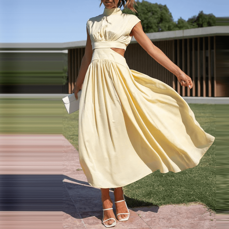 Galiena - Elegant A-Line Pleated Cocktail Dress