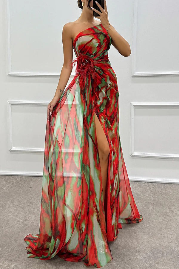 Eva - Trendy Skew Collar One Shoulder Party Dress