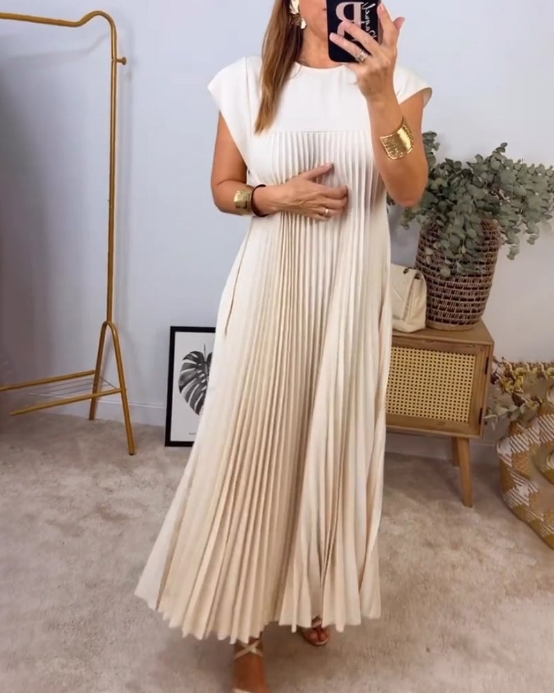 Claire - Elegant Pleated Spliced Maxi Dress