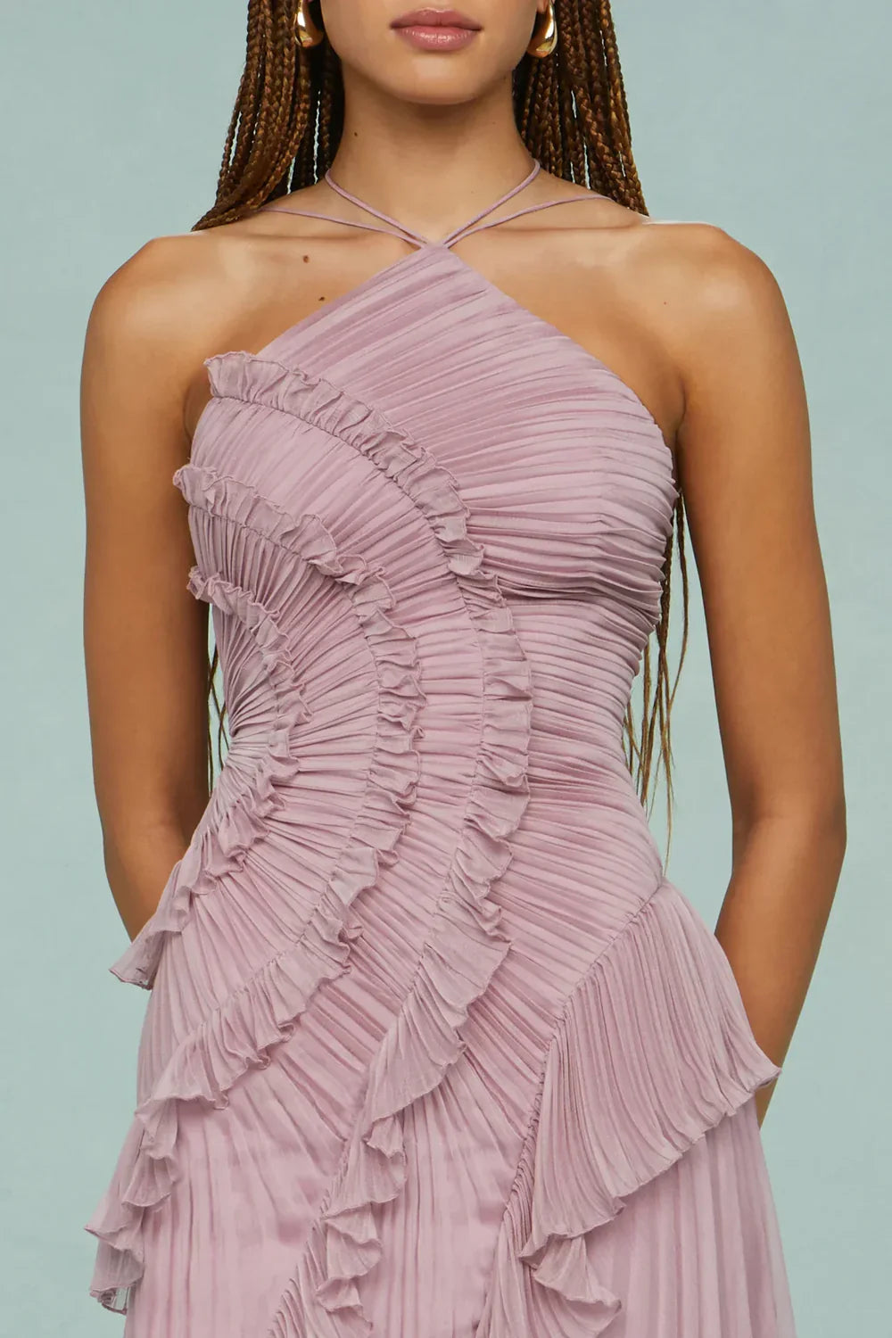 Lavirea – Sculpted pleats – One-shoulder midi dress
