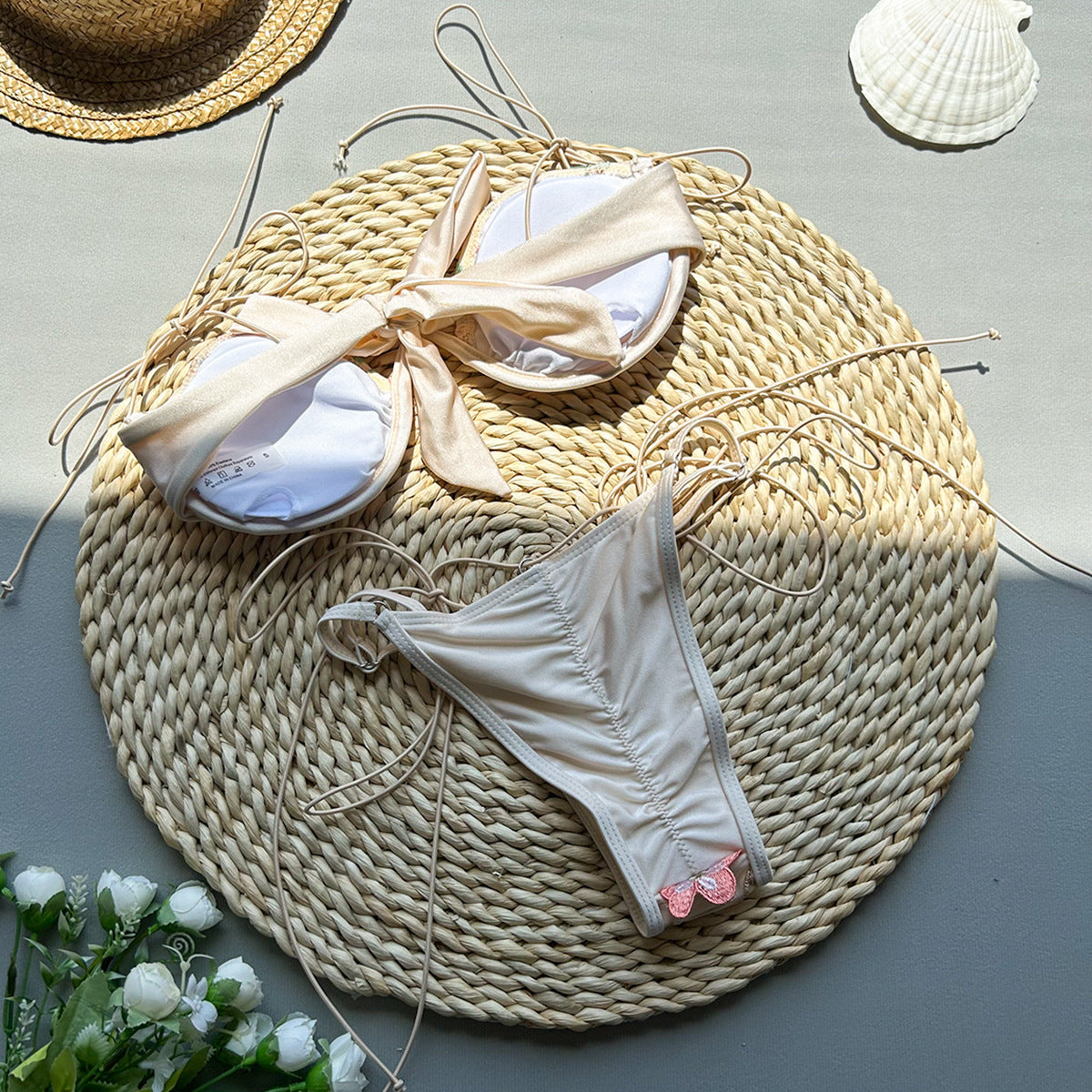 Nicole - Embroidered Split 2-Piece Bikini Set