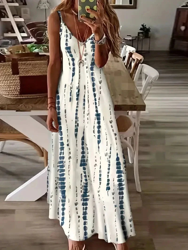Seren - Women's V-Neck Tie-Dye Maxi Dress
