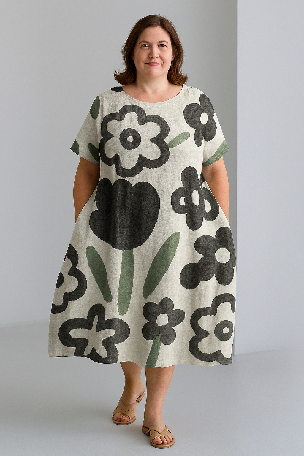Dahlia - Women’s Printed Tummy Covering Dress