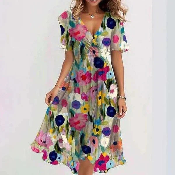 Maelis - Fashionable Deep V-Neck Women’s Dress