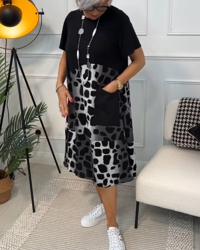 Jasetta - Fashionable Round Neck Printed Dress