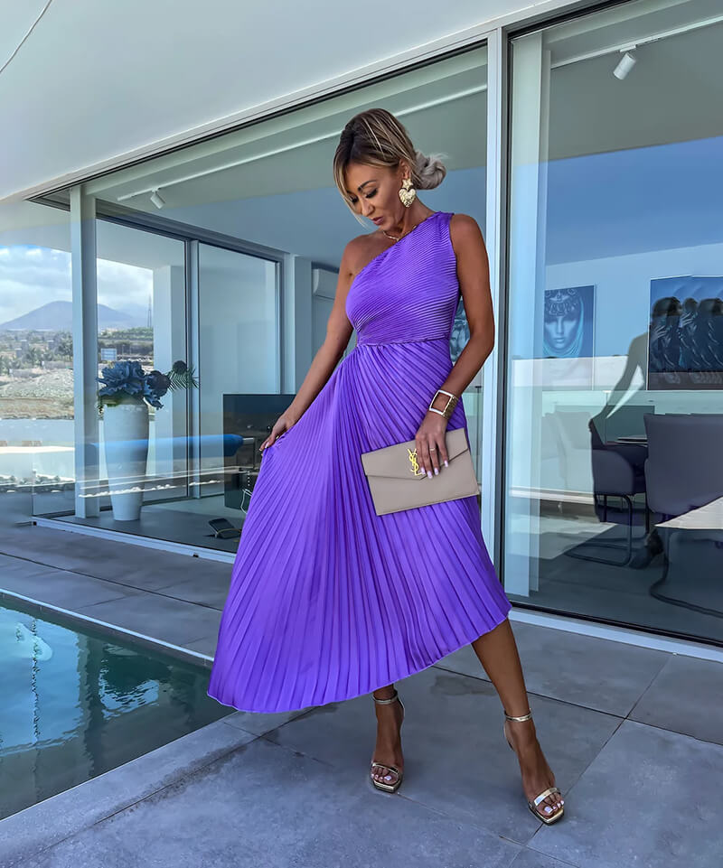 Peyton - Asymmetrical One-Shoulder Midi Dress