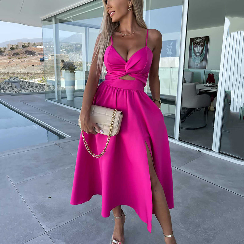 Straps Slit Dress