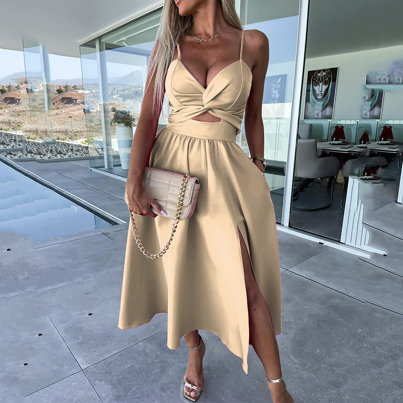 Straps Slit Dress