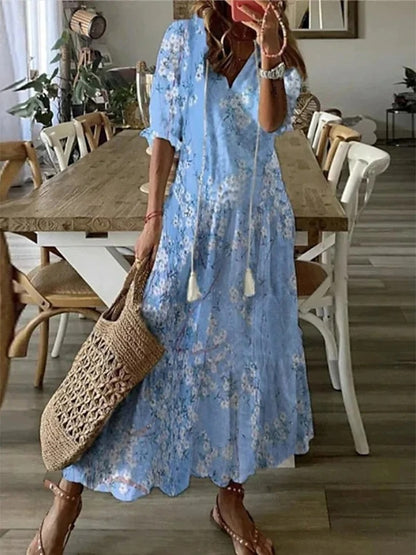 Millicent - Fashionable V-Neck Printed Dress