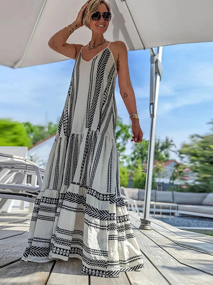 Grecian Neck Tie Belt Dress