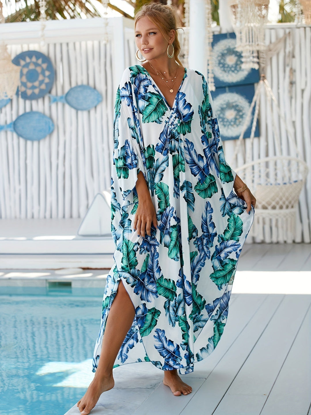 Mia - Casual V-Neck Side Split Summer Beach Dress