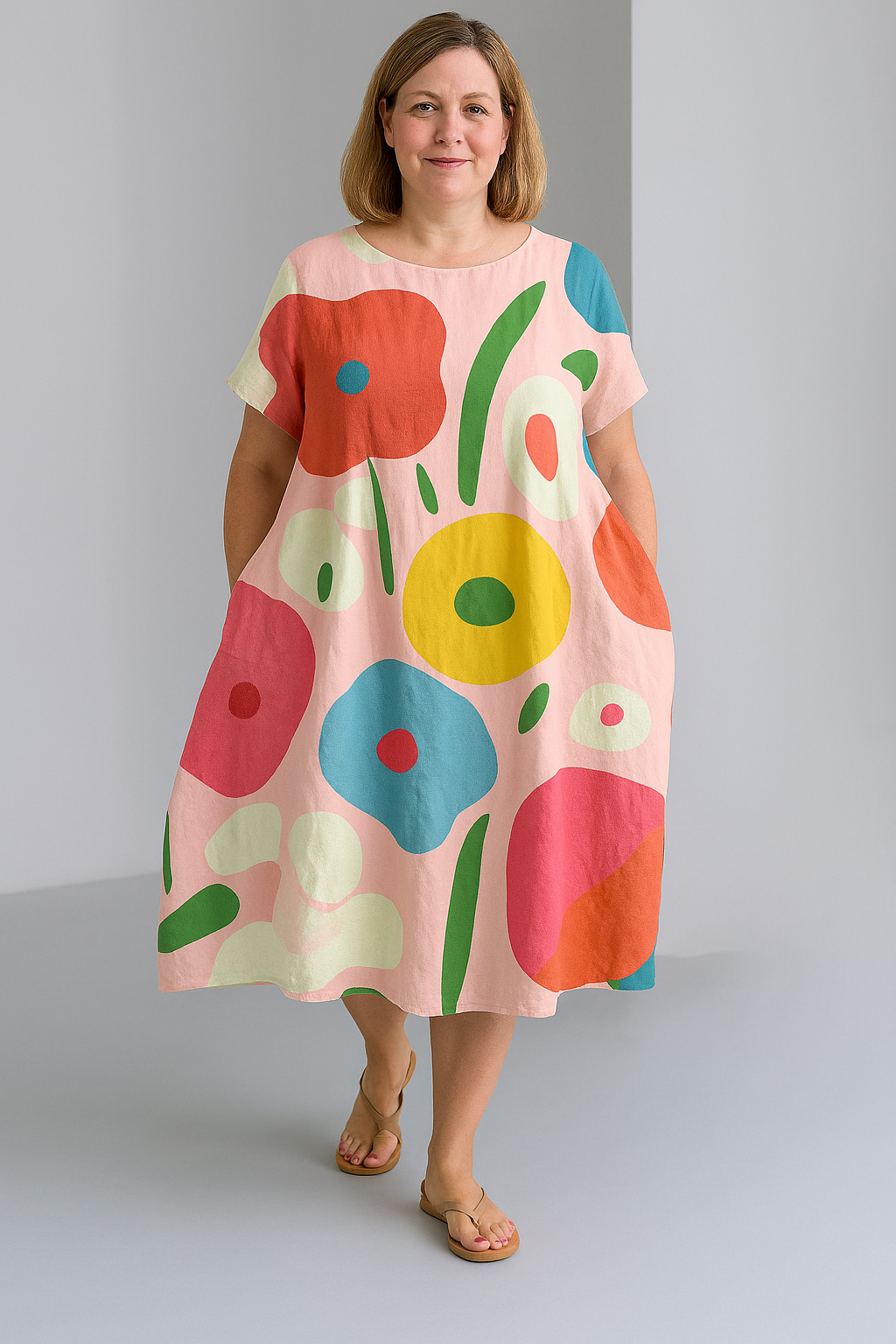 Zinnia - Vintage-Inspired Tummy Covering Midi Dress