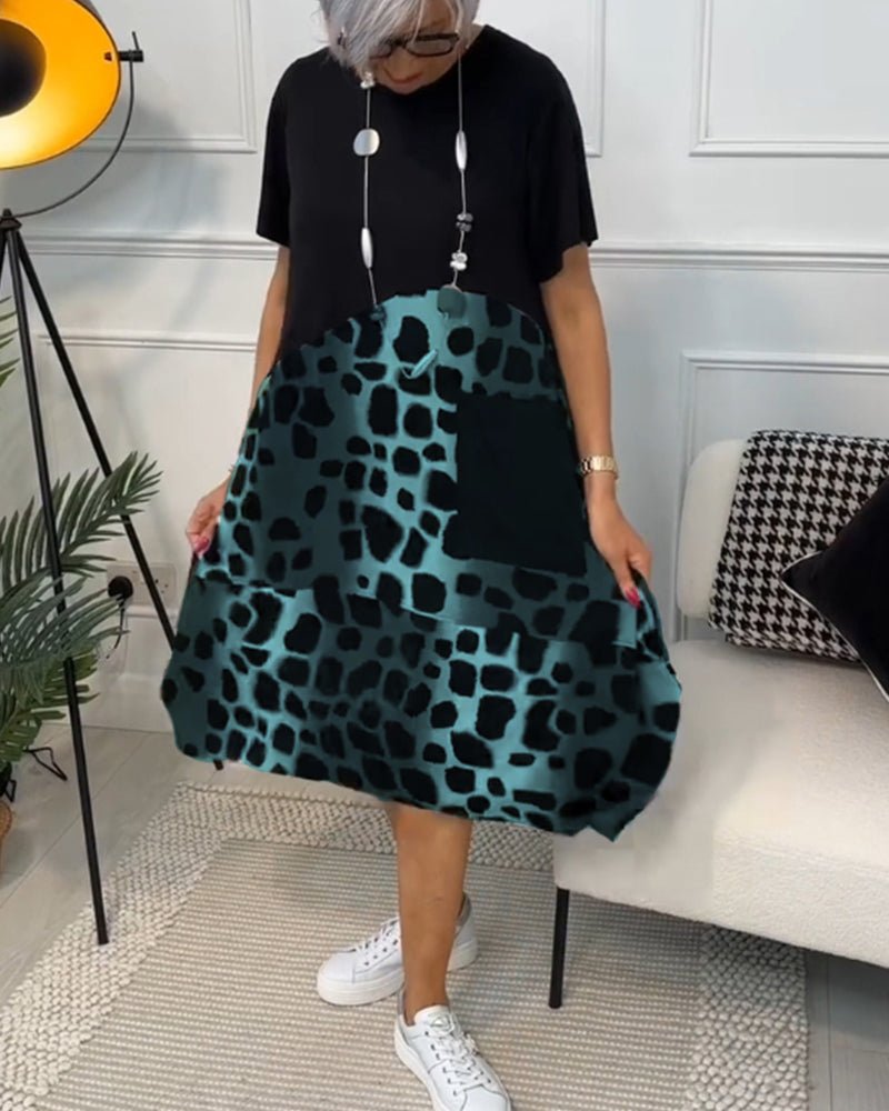 Jasetta - Fashionable Round Neck Printed Dress