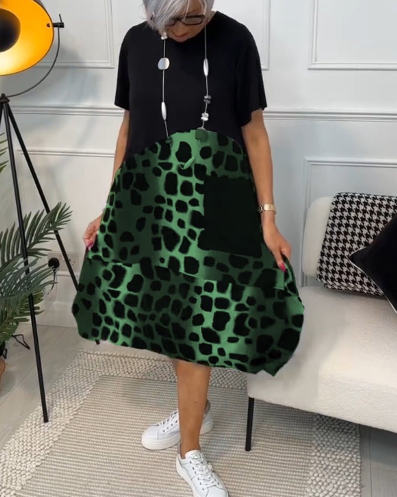Jasetta - Fashionable Round Neck Printed Dress