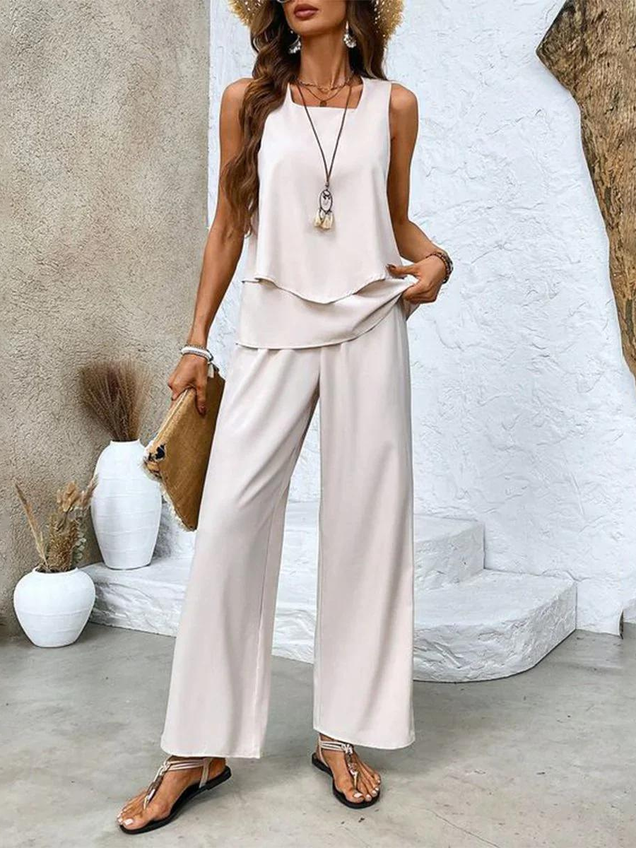 Aisla - Double-Layer Top and Pants Set