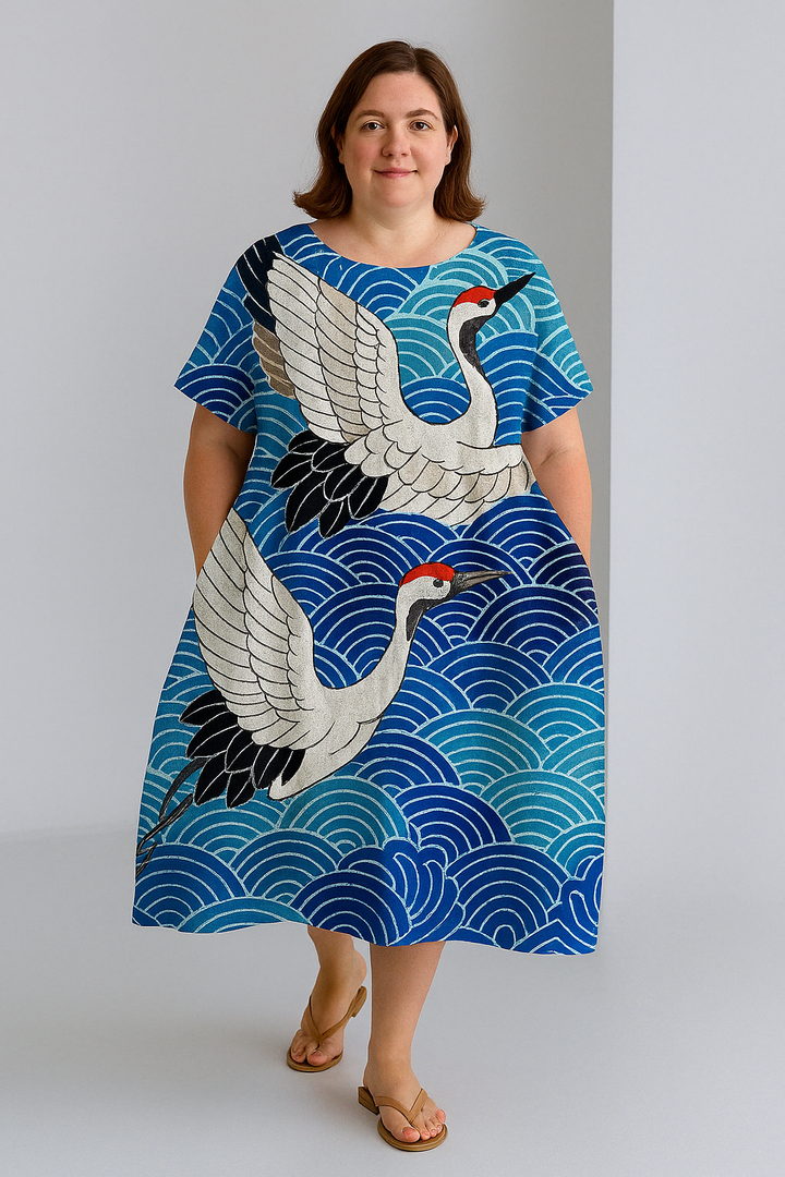 Dahlia - Women’s Printed Tummy Covering Dress