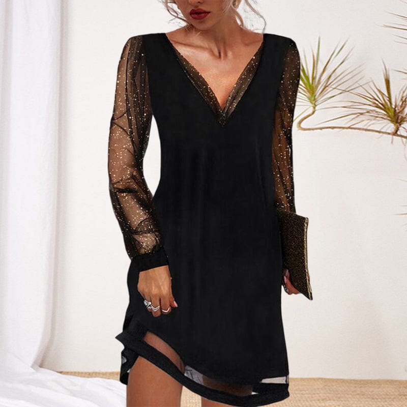 Kipling - Elegant V-Neck Sequins Midi Dress