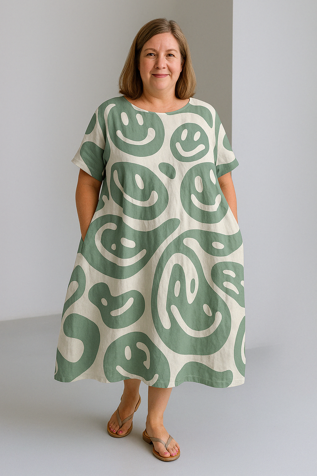 Zinnia - Vintage-Inspired Tummy Covering Midi Dress