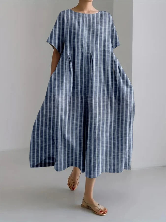 Daphne - Vintage-Inspired Striped Loose Dress