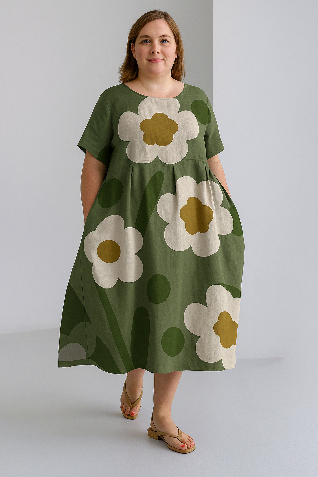 Dahlia - Women’s Printed Tummy Covering Dress
