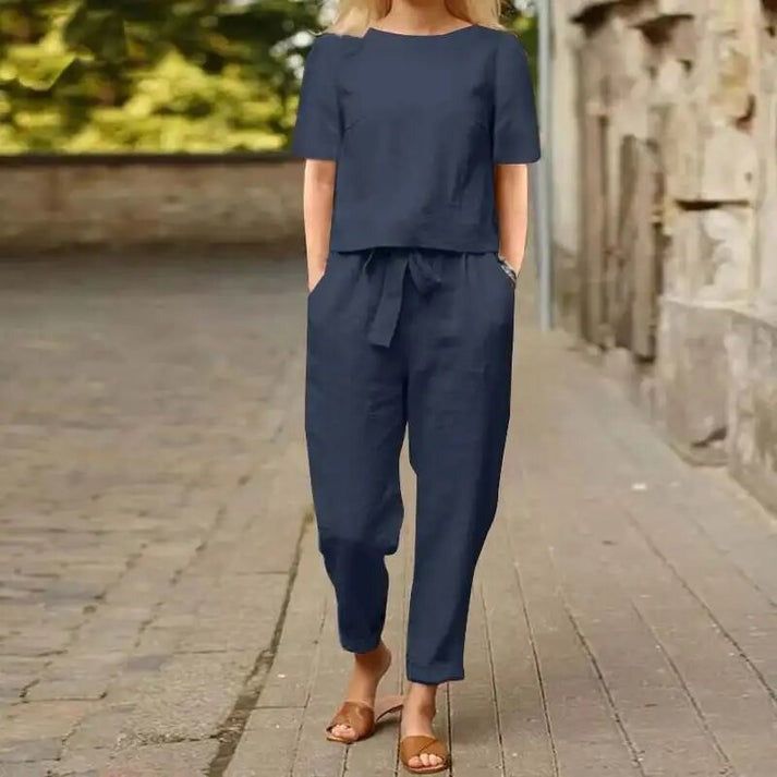 Tavia - Elegant Cotton Linen 2-Piece Set