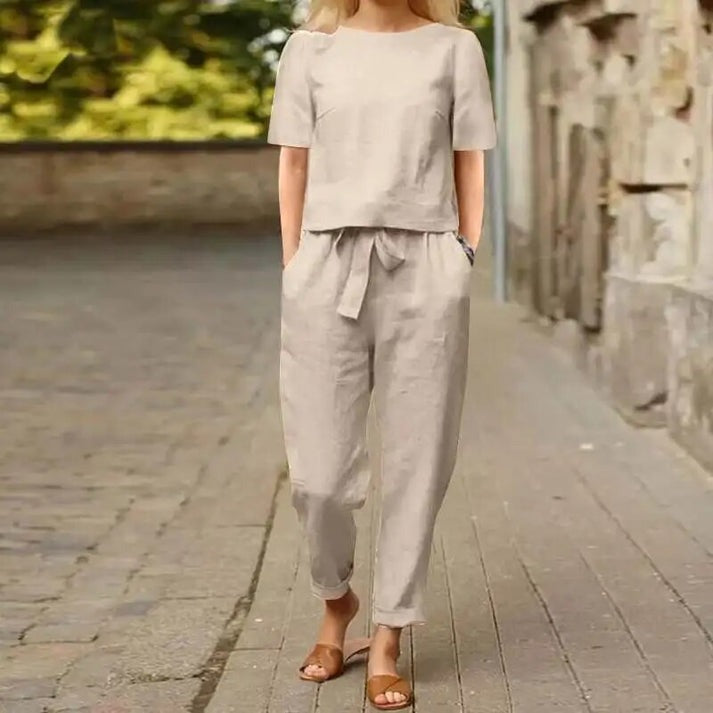 Tavia - Elegant Cotton Linen 2-Piece Set