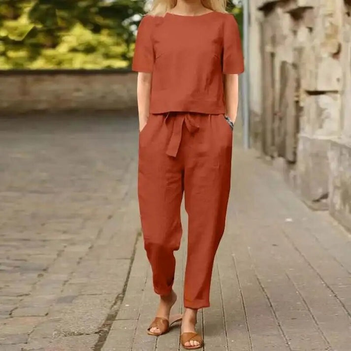 Tavia - Elegant Cotton Linen 2-Piece Set