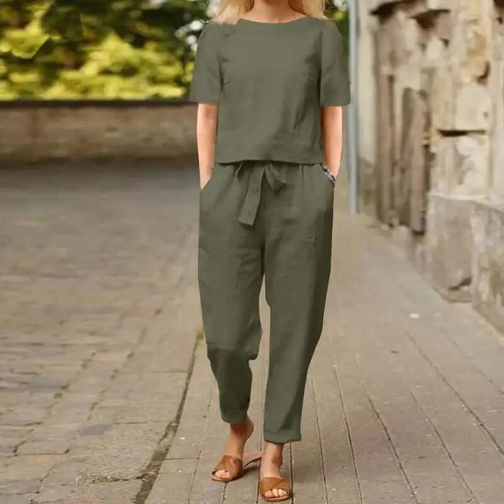 Tavia - Elegant Cotton Linen 2-Piece Set