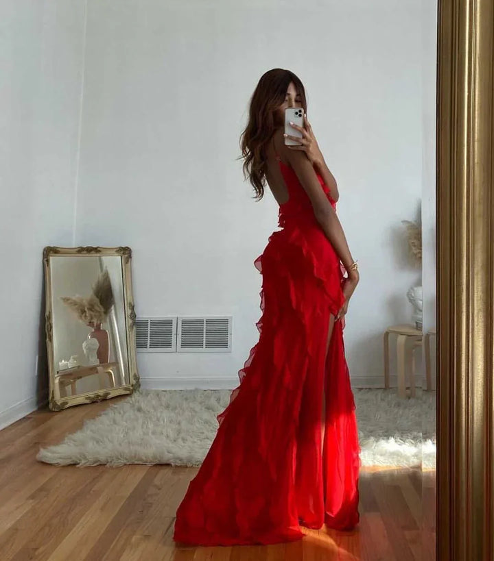 Mia - Elegant Split Hem Floor Length Maxi Dress