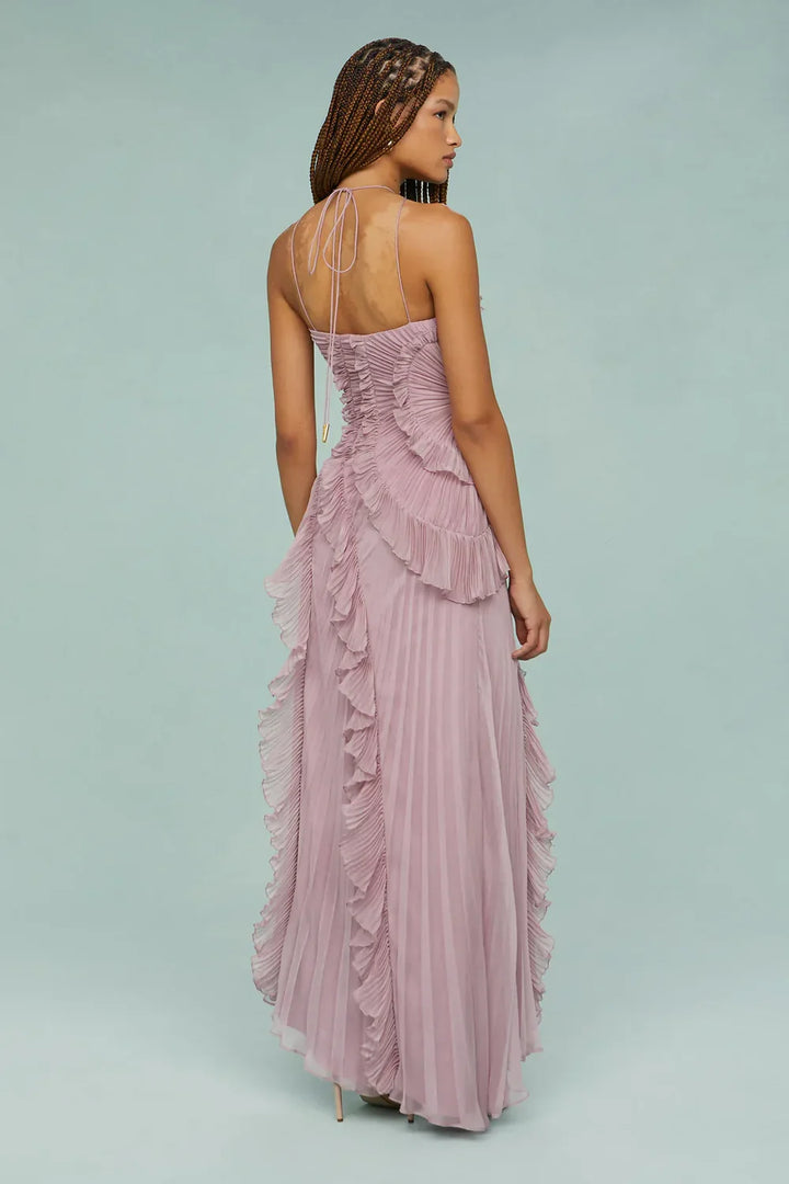 Lavirea – Sculpted pleats – One-shoulder midi dress