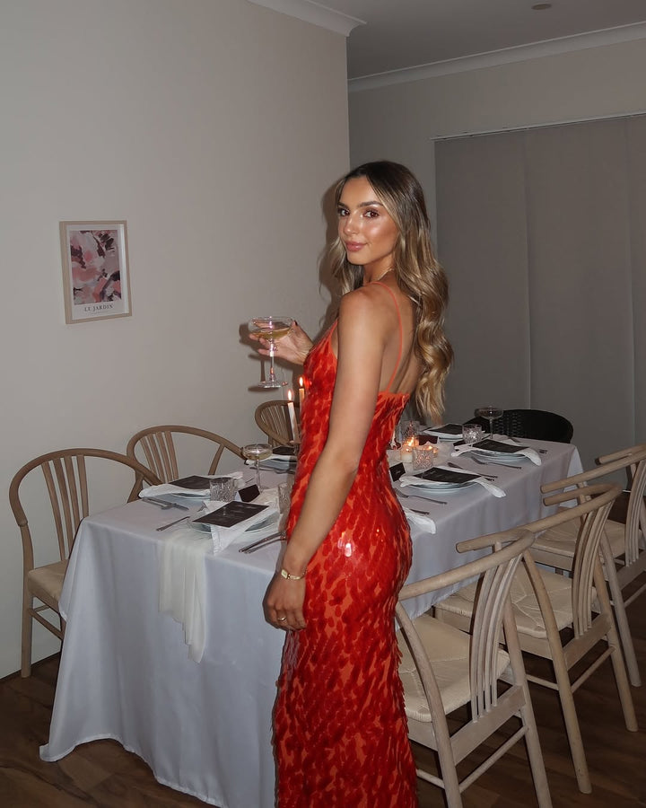 Ivy - Glitter Sequins Spaghetti Straps Evening Dress