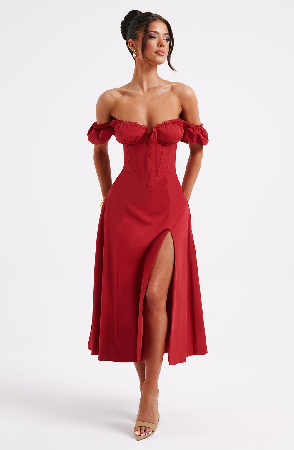 Courtney Midi Dress - Red Dress XS Babyboo Fashion Premium Exclusive Design