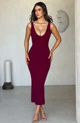 Lucinda Midi Dress - Burgundy Dress Babyboo Fashion Premium Exclusive Design