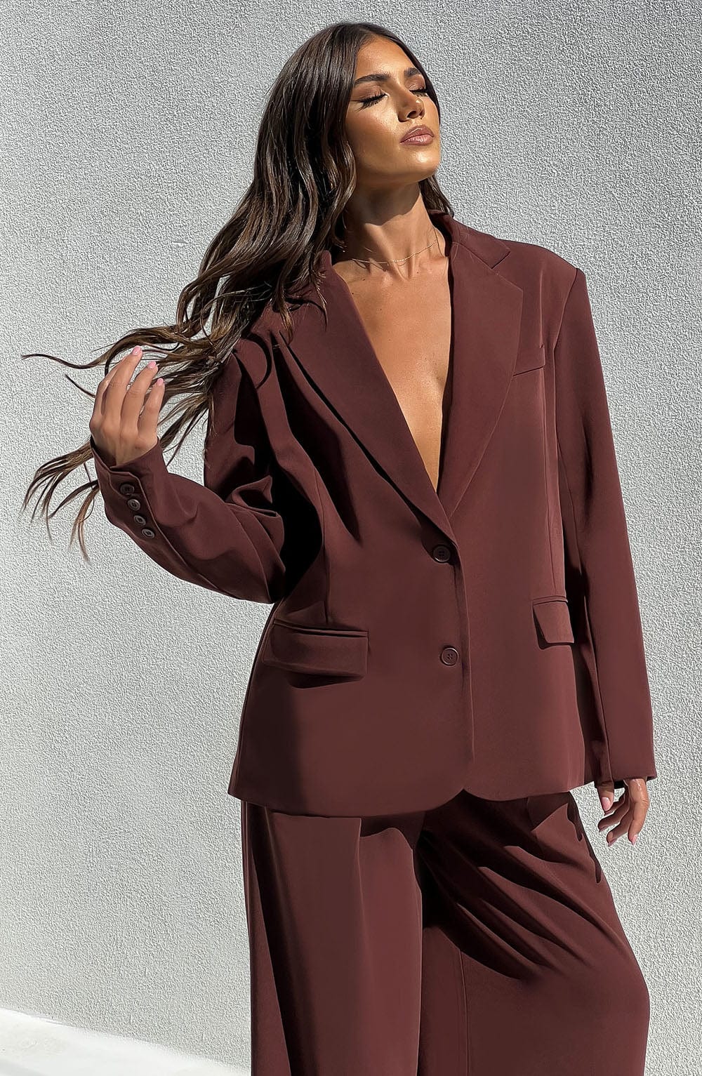 Noa Oversized Suit Jacket - Brown Jackets Babyboo Fashion Premium Exclusive Design