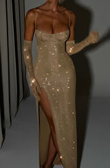 Trixie Maxi Dress - Gold Sparkle Dress XS Babyboo Fashion Premium Exclusive Design