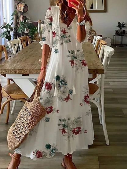 Millicent - Fashionable V-Neck Printed Dress
